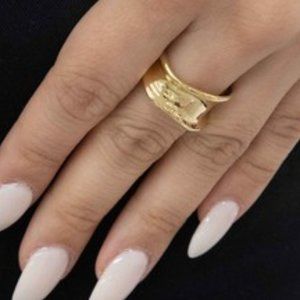 Lovoda 14K Gold Plated Stainless Steel Adjustable Sculpted Ring NWT Cocktail
